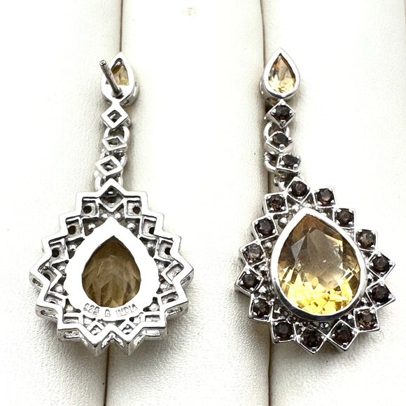 Citrine Multi Gemstone Sterling Silver Pierced Chandelier Earrings 1.5 Inch - Picture 3 of 3